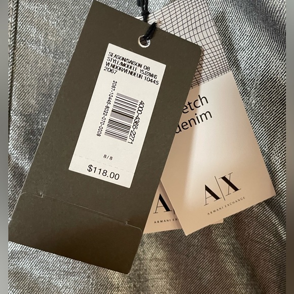 NWT ARMANI Silver Jeans ✨🩶✨ Metallic Denim - Picture 6 of 13